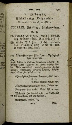 VI. Ordnung. Vielmännige. Polyandria. Mehr als sieben Staubfäden