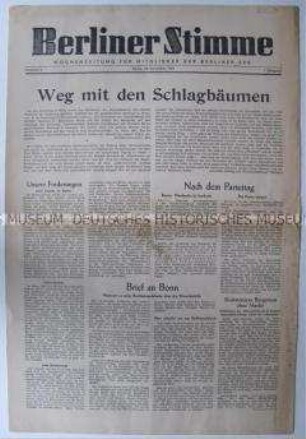 Wochenzeitung der Berliner SPD "Berliner Stimme" u.a. zum Parteiprogramm der SPD