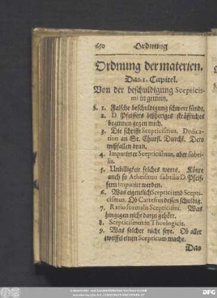 Ordnung der materien.