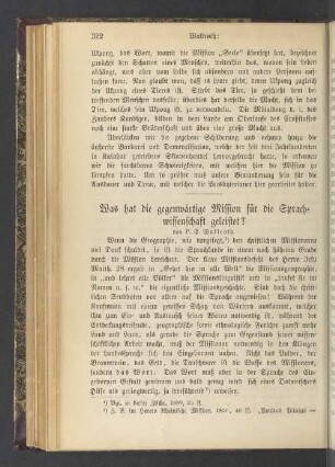 Was hat die gegenwärtige Mission für die Sprachwissenschaft geleistet ?