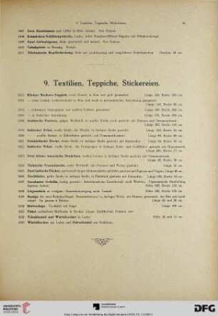 Textilien, Teppiche, Stickereien (Nr. 1012-1033)
