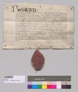 Kardinalbischof Bessarion von Tusculum gewährt dem von Heinrich Nothaft gestifteten Corpus Christi Altar in der Karmelitenkirche zu Straubing einen Ablass. S: Kardinalbischof Bessarion von Tusculum