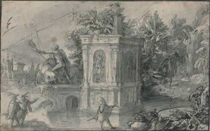 Südliche Landschaft mit Neptunsbrunnen