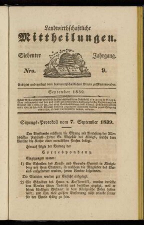 Siebenter Jahrgang. Nro. 9.