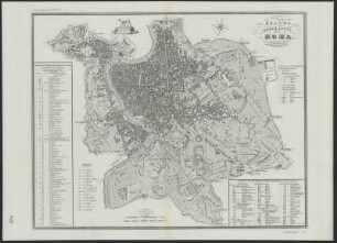 Stadtplan von Rom, Italien, 1:4 100, Lithographie, um 1850