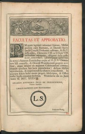 Facultas Et Approbatio.