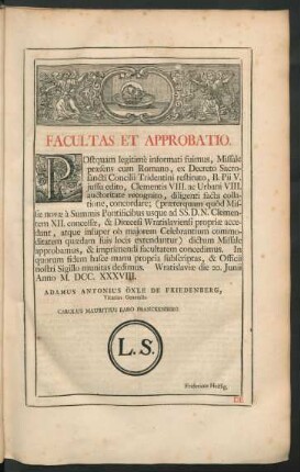 Facultas Et Approbatio.