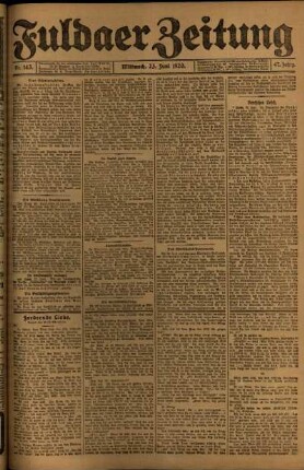 Erste Ausgabe vom Mittwoch, den 23. Juni 1920.
