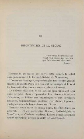 III. Importunités de la gloire