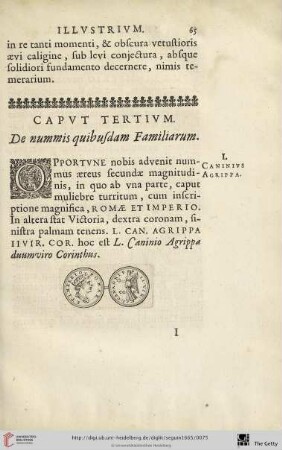 Caput tertium: De nummis quibusdam Familiarum