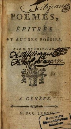 Poèmes, épitres et autres pièces