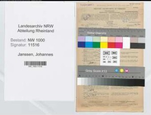 Entnazifizierung Johannes Janssen, geb. 28.12.1914 (Postbeamter)