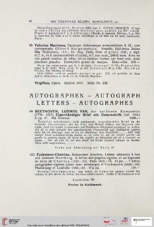 Autographen - Autograph Letters - Autographes (Nr. 99 - 118)