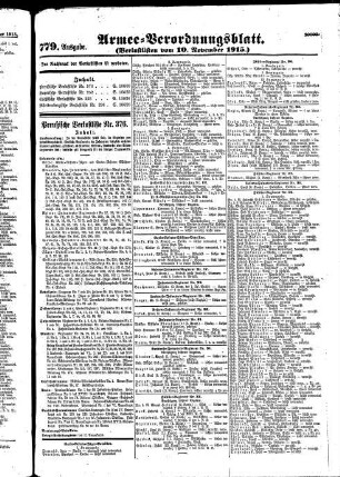 779. Ausgabe. Mittwoch, 10. November 1915
