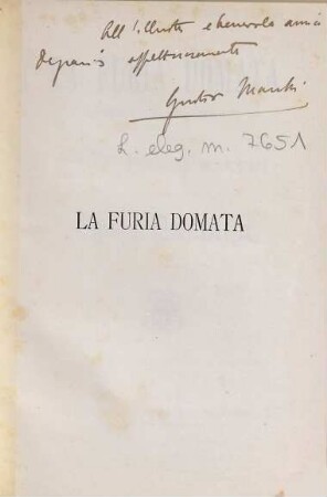 La furia domata : commedia musicale in tre atti