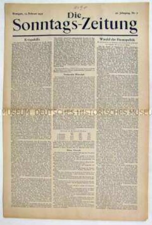 Wirtschaftspolitisches Wochenblatt "Die Sonntags-Zeitung"