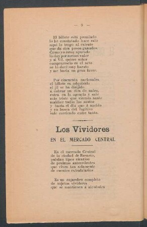 Los vividores en el mercado central