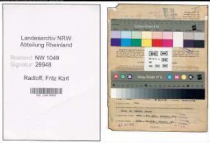 Entnazifizierung Fritz Karl Radloff , geb. 27.04.1909 (Werkmeister)
