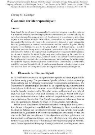 Ökonomie der Mehrsprachigkeit