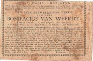 Weerdt, Bonifacius van
