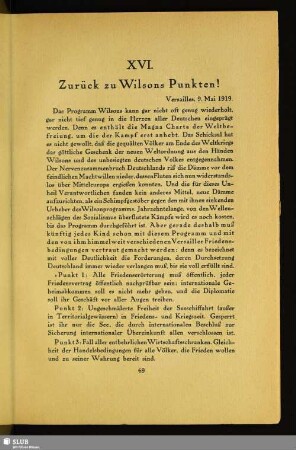 XVI. Zurück zu Wilsons Punkten!