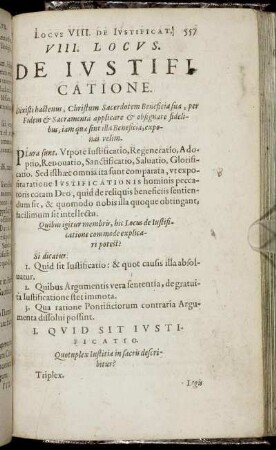 VIII. Locus. De Justificatione.