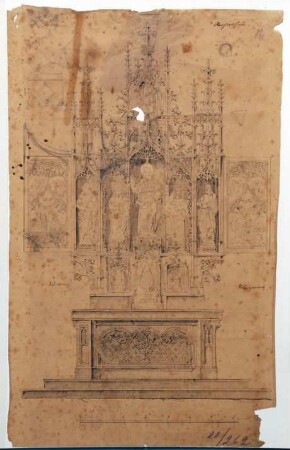 Entwurfszeichnung für den Hochaltar in Reichlkofen, Filialkirche St. Michael