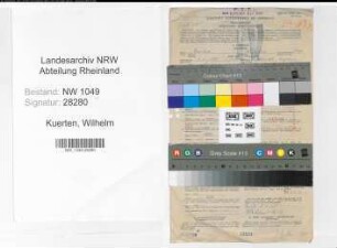 Entnazifizierung Wilhelm Kuerten , geb. 03.05.1889 (Telegrafensekretaer)
