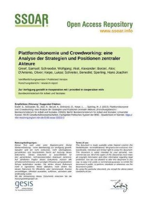 Plattformökonomie und Crowdworking: eine Analyse der Strategien und Positionen zentraler Akteure