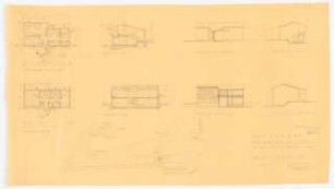 Fa. Thonet, Frankenberg/Eder. Thonet-Siedlung Wohnhaus Jakobi: Lageplan, Grundrisse, Aufrisse, Schnitt 1:1000, 1:100