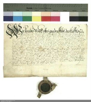 Lehenbrief des Placidus [von Droste], Abt von Fulda, für Johann Jakob Krug über die Wüstung Niedlingen
