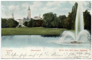 Leipzig: Johannapark : Blick nach dem neuen Rathause