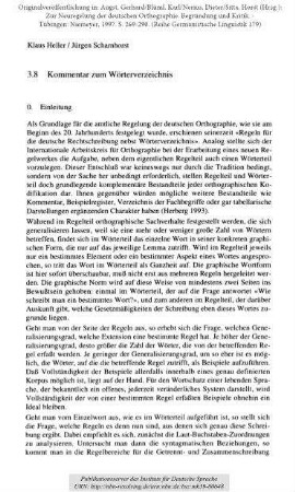 Kommentar zum Wörterverzeichnis