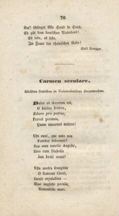 Carmen seculare, fidelibus fratribus in Universitatibus decantandum