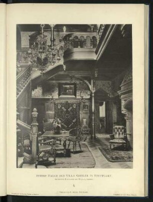 Innere Halle der Villa Giesler in Stuttgart. Architekten Eisenlohr und Weigle, daselbst
