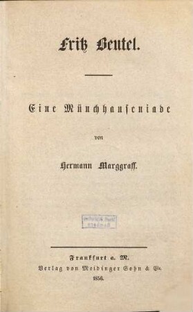 Fritz Beutel : e. Münchhauseniade