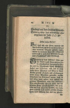 II. Predigt auf den dritten Advent-Sonntag über das ordentliche Evangelium im Jahr 1747. gehalten.