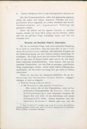 Versuche und Resultate früherer Untersucher.