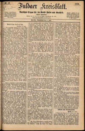 Ausgabe vom Samstag, den 01. Juli 1876.