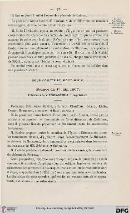 Sous-comité du Haut-Rhin: séance du 1er juin 1867