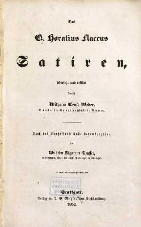 Des Q. Horatius Flaccus Satiren