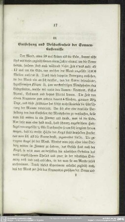 III. Entstehung und Beschaffenheit der Sonnenfinsternisse