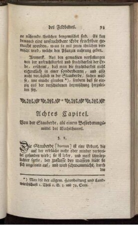 Achtes Kapitel. Von der Stauberde, als einem Beförderungsmittel des Wachsthumes.