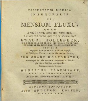 Diss. med. inaug. de mensium fluxu