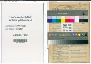 Entnazifizierung Fritz Jakobs , geb. 06.06.1886 (Angestellter)