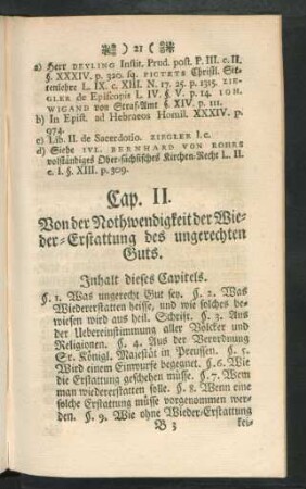 Cap. II. Von der Nothwendigkeit der Wieder-Erstattung des ungerechten Guts