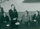 IFF 1959. Ehrung für Eric Johnston, Dr. Alfred Bauer, Willy Brandt, Van Heflin