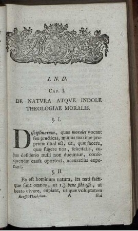 Cap. I. De Natura Atque Indole Theologiae Moralis.