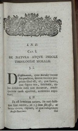 Cap. I. De Natura Atque Indole Theologiae Moralis.