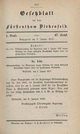 7. Januar-16. December 1857 = 67.-103. Stück